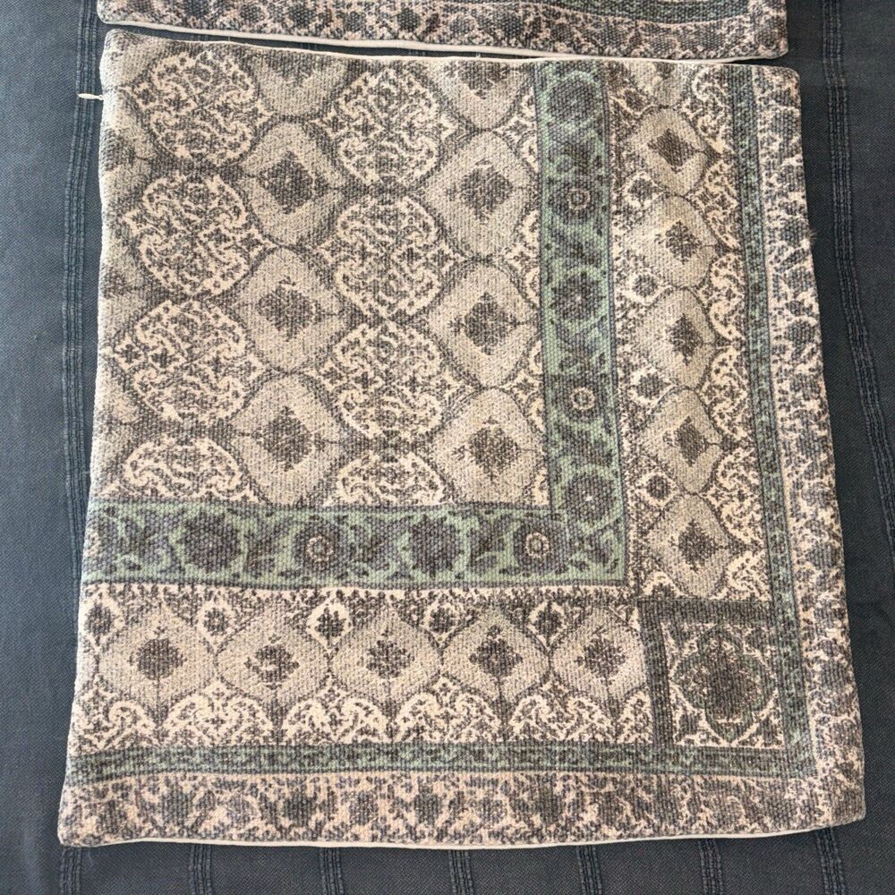 Pottery Barn Vesper Block Print 22" Pillow Covers Shams Set of 2 Rare Bed Couch